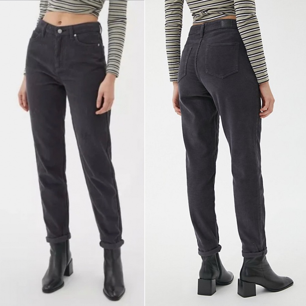 Urban Outfitters BDG Black Corduroy High-Rise Mom Jeans Size 24